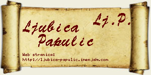 Ljubica Papulić vizit kartica